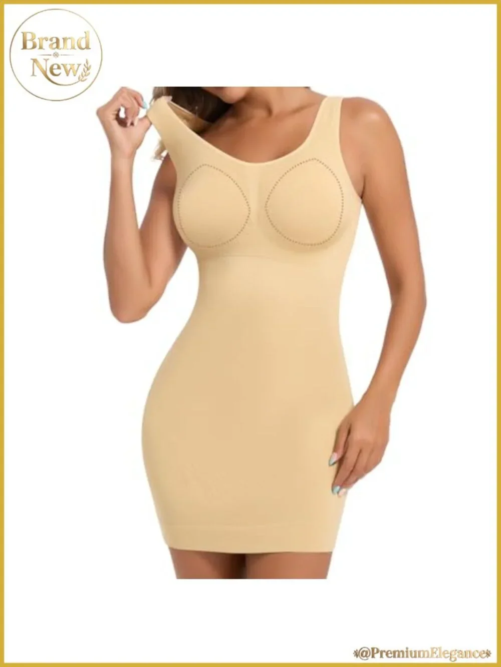 Shapewear Slip Dress Built in Bra Midi Full Slip Tummy Control